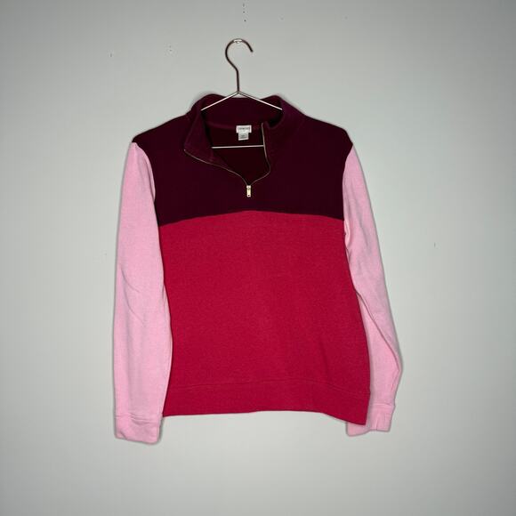 Crewcuts J Crew Girls Sweater XXL Colorblock Crewneck Quarter Zip Fleece Casual - Picture 1 of 5